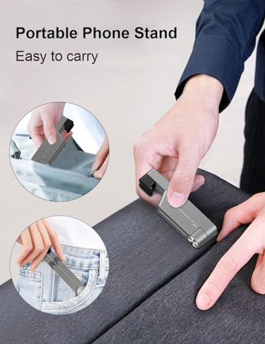 MONEER Cell Phone Stand, Phone Stand for Desk, Foldable & Portable iPhone Stand, Cell Phone Holder Desk Compatible with All Mobile Phone, iPhone, iPad mini, Tablet 4-10.5" (Silver) - color: Silver