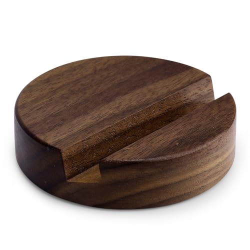 Gosknor Wood Phone Stand, Single Slot Round Phone Holder Portable Mobile