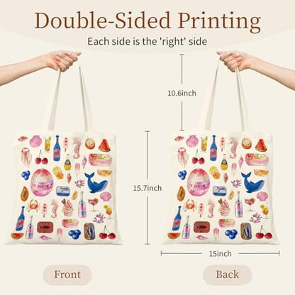 Canvas Tote Bag for Women with Zipper Cute - color: Grocery