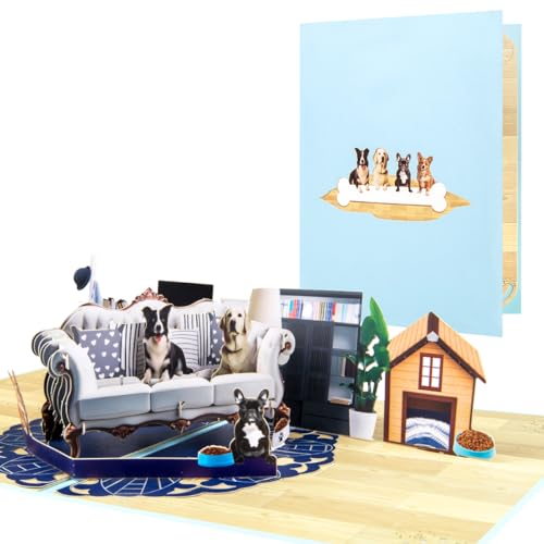 Dog Pop Up Card, Pop Up Birthday Card, Father's Day Card, 3D Greeting Gift Card for Animal Dog Lovers, Men, Women, Husband, Wife, Friends. - color: Dog