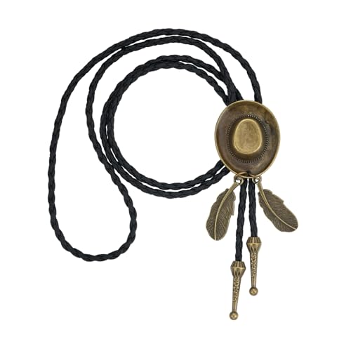Western Cowboy Bolo tie for Men Women Gold Silver Death Skull Moth Cross Bolo Tie Christmas Deer Rooster Wolf Necktie Gift - color: 12# Cowboy Hat2