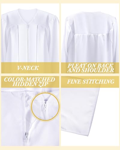 Toulite 12 Pcs Unisex Choir Robes for Church Baptism Gowns White - size: Size 57