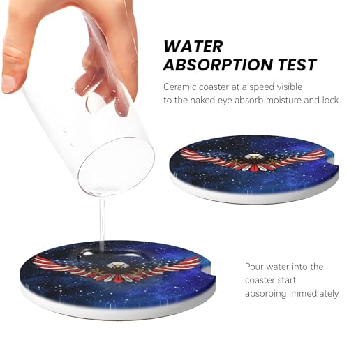 American Eagle Flag Car Cup Holder Coasters 2 Pack 2.63" for Women - color: Blue