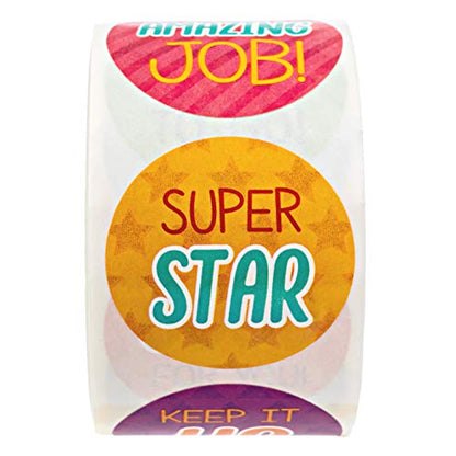 Bright Teacher Message Stickers / 500 Inspirational Labels / 8 Motivational Classroom Homework Lesson Designs / 1.5" Small Reward Sticker/Made in The USA - color: Bright Teacher Message