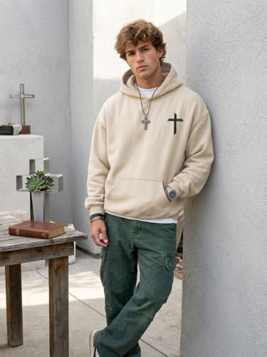 Christian Hoodies for Men Faith God's Cross Jesus Hoodie - color: Apricot1, size: Small