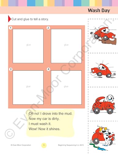 Evan-Moor Learning Line: Beginning Sequencing, Prek - Kindergarten Workbook