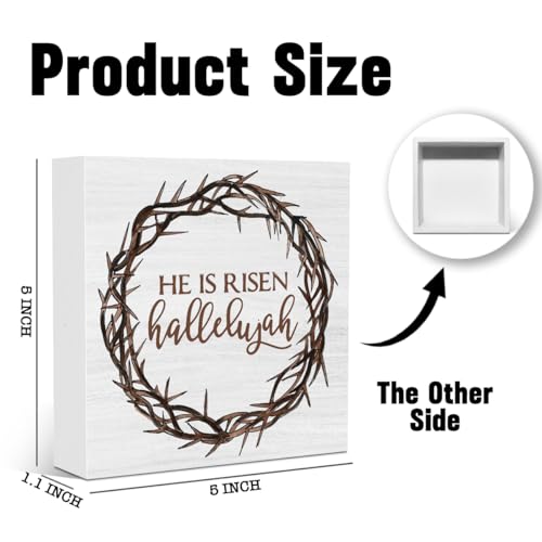 He is Risen Christian Easter Decor Religious Easter Decorations Wood Sign for Office Home Farmhouse Bathroom Bedroom Desk Table Decor 5 X 5 Inches - color: Risen1