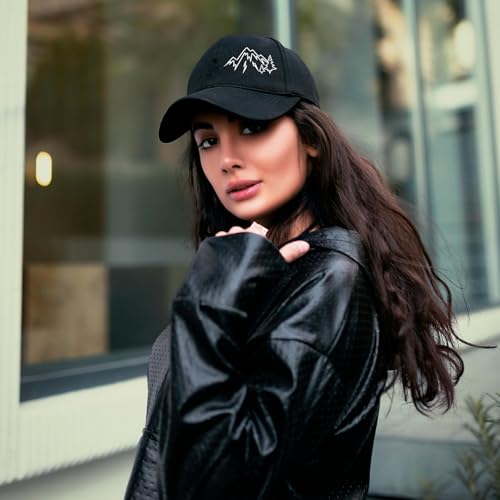 Baseball Cap Snapback Hats for Men Black Baseball Hat Cotton Trucker Dad Hat for Men - color: Mountain Tree