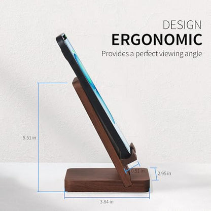 Cell Phone Stands of 3D MAGIC, Desktop Stand, Luxury Nature Wood Magnetic Phone Stand for Desk, Compatible with iPhone & All Cell Phones, Ultra-Stable, Portable & Non-Slip Design, Walnut Wood - color: Walnut Pro