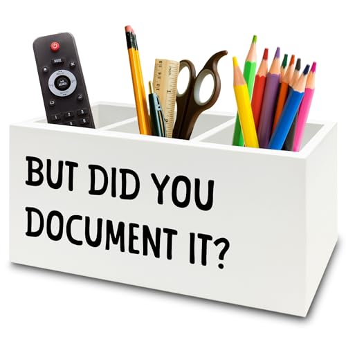 Funny But Did You Document It Pen Pencil Holder Organizer for Desk, HR Human Resources Gifts, Office Humor Gifts, Funny Wooden Box Sign for Office Workplace Desk Tabletop Decorations - color: colour 07