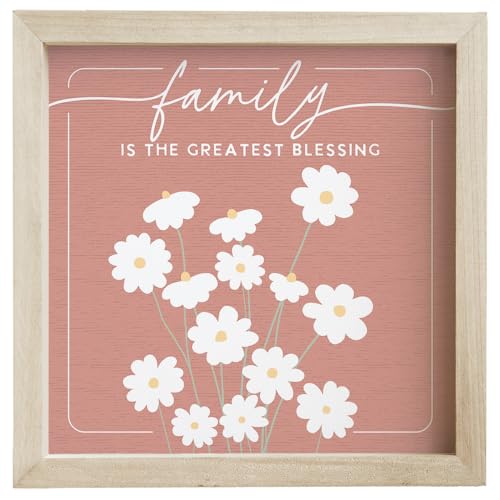 Simply Said, INC Rustic Frames Family Sign - Family Is The Greatest Blessing - 10 x 10 inch Wood Farmhouse Decor - Made in USA - RF1481 - color: Family Blessing Pink