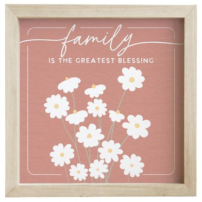 Simply Said, INC Rustic Frames Family Sign - Family Is The Greatest Blessing - 10 x 10 inch Wood Farmhouse Decor - Made in USA - RF1481 - color: Family Blessing Pink