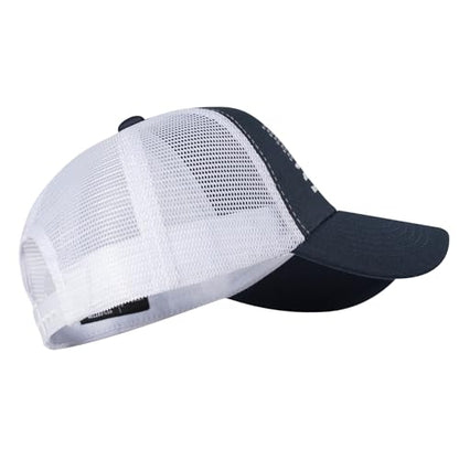 Baseball Cap, American Flag Trucker Hat for Men Women, Breathable Adjustable Fit Outdoor Mesh Snapback Hats - color: Navy/White Flag