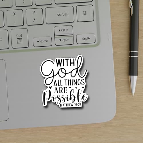 (3Pcs) with God All Things are Possible Sticker Christian Inspirational Decals Decorate Books Laptop Phone Water Bottles Kindles Tumbler Waterproof Vinyl Stickers 2,8 x 3 Inch - color: With God All Things Are Possible