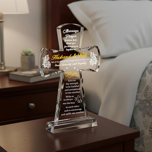 Ghtixsu Marriage Prayer Cross Wedding Gifts for Couples, Religious Cross Engagement Gifts for Bride and Groom, Bridal Shower Gift for Women Men - color: Marriage Prayer Cross Wedding Gifts