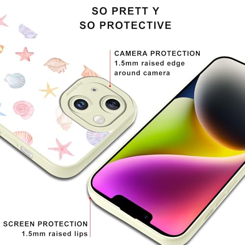 Summer Beach Seashell Starfish Phone Case for iPhone 14 Case Girly Pattern Shockproof Soft Protective for Women Men Phone Cover Funda for iPhone 14 6.1 Inch - color: Shell, size: for iPhone 14