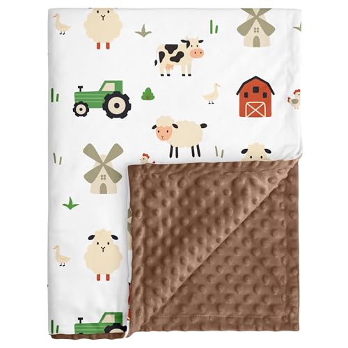 Fleece Baby Blankets for Girls & Boys, Infant Toddler Blanket - color: Chocolate Farm Animals