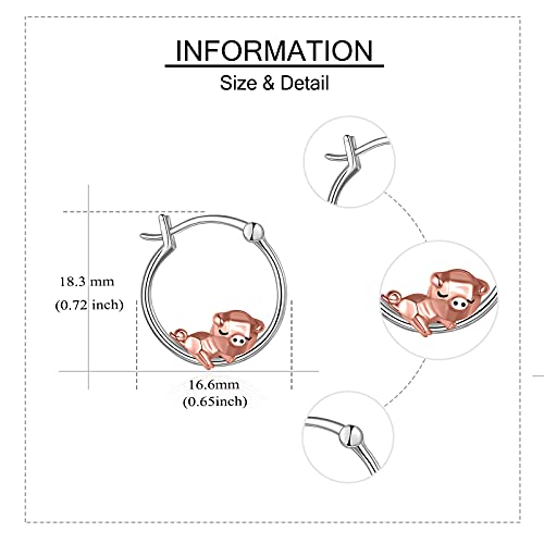 Fox/Pig/Mushroom/Cat Earrings Sterling Silver Cute Hoop Earrings Animal Jewelry Gifts for Women Daughter - style: pig
