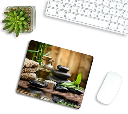 Spa Mouse Pad, Massage Stone Triplets Herbal Oil and Scent Candles Print Rectangular Mouse Pad, Non-Slip Rubber MousePads for Office Home Laptop, 9.5"x7.9"x0.12" Inch - color: TSP222