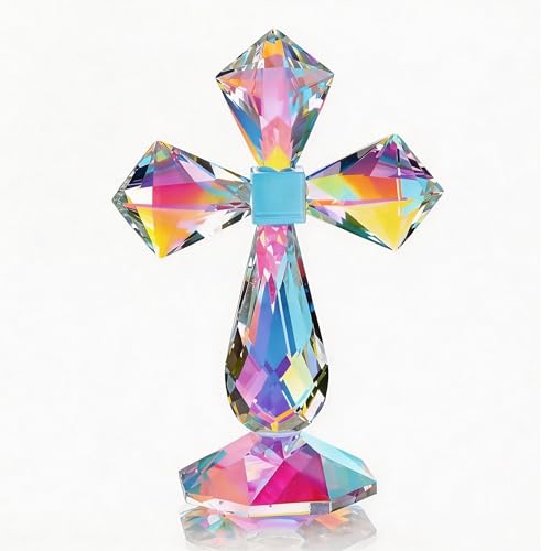 QFkris Colorful Crystal Cross Standing Decor - color: Multicolor