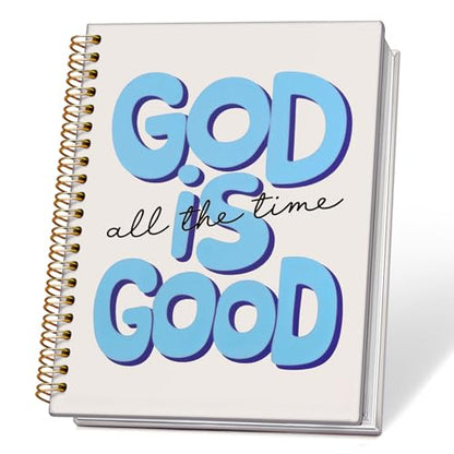 Blue Christian Notebook for Women, God is Good All the Time Bible Journaling, Prayer Journal for Woman, Church Notes Notebook, Scripture Hardcover Spiral Notebooks 5.5x8.3 Inch - color: 03-Bible-Blue