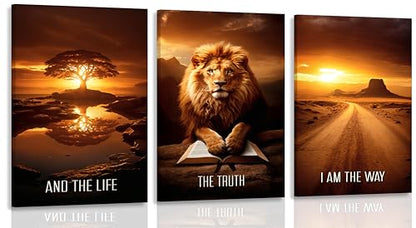 Framed 3 Pcs Christian Faith Canvas Prints Wall Art 12x16 Inches - color: brown, size: 12x16Framed