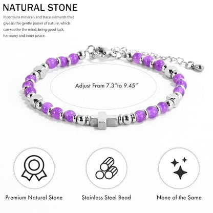 VIBILIA Cross Beaded Bracelets for Women, Birthday Gifts - color: E 3. Cross - Purple