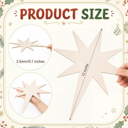 24 Pcs 12" Bethlehem Star Wooden Cutout Christmas Large Unfinished Craft - style: Bethlehem Star