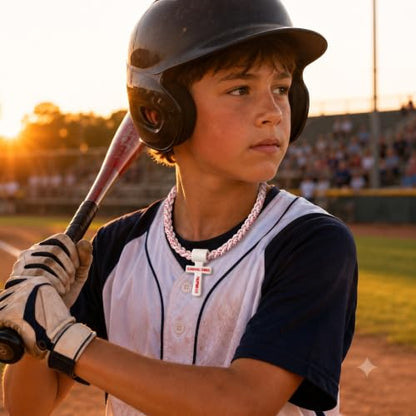 ZHZ Baseball Necklace with Cross Pendant - color: Baseball Stitch
