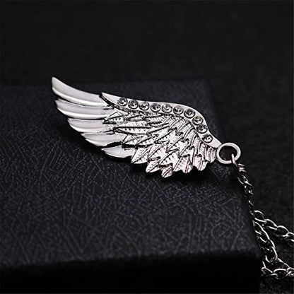 WCRAZYE Shiny Rhinestone Metal Feather Lapel Pin Angel Wings Tassel Chain Brooch Collar Pins for Women Girls Men's Animal Eagle Pin Suit Sweater Shawl Coat Breastpin Accessories - color: Silver Wings Pins