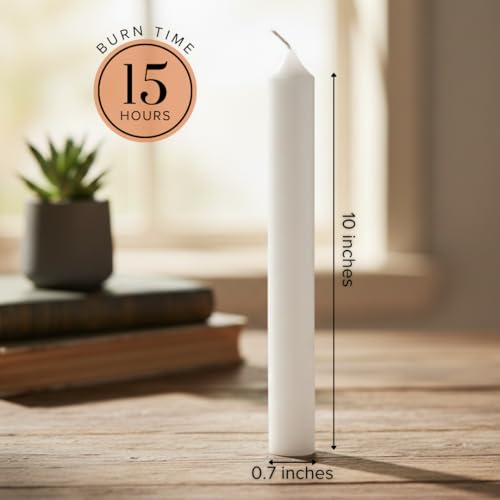 Simply Soson White Taper Candles 10 Inch, Unscented Dripless, 8 Pack - color: White, style: Traditional