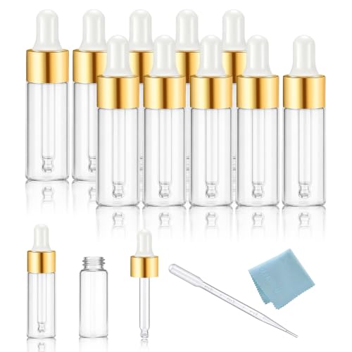 Elfenstall- Empty 10Pcs 5ml Clear Dropper Bottles Small Empty Glass Bottle Sample Containers Liquid Vials for Perfume Essential Oils - color: Clear 2