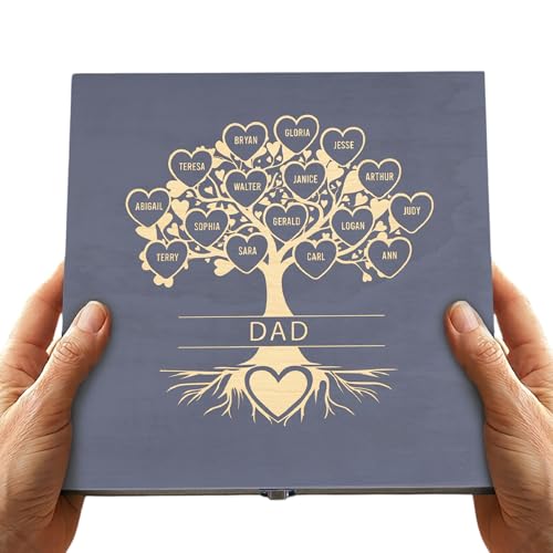 Gifts for Grandpa or Dad, Personalized Family Tree Memory Box, Father's Day - style: 20. Dad Family Tree