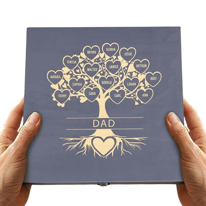 Gifts for Grandpa or Dad, Personalized Family Tree Memory Box, Father's Day - style: 20. Dad Family Tree