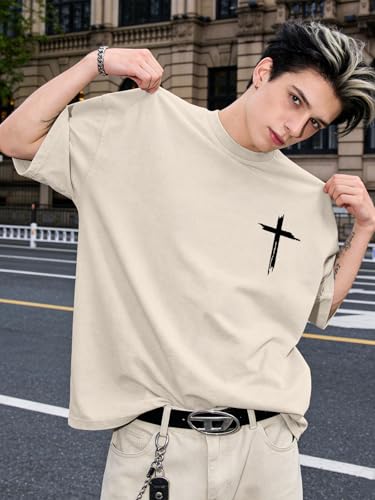 Jesus is King Shirt Christian Shirts for Men Oversized Religious Top - color: Apricot, size: Large