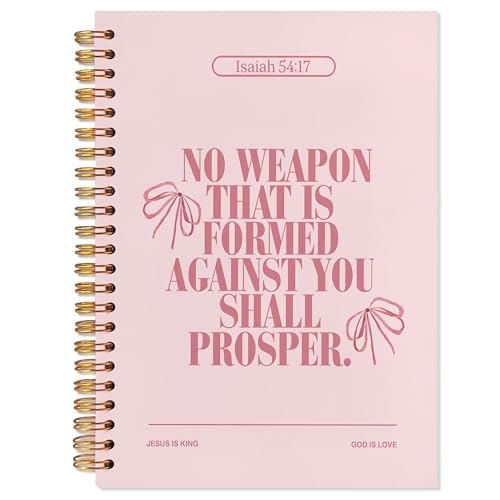 Preppy Christian Journaling Notebook, Isaiah 54:17 Bible Notebooks for Note Taking, Scripture Journals for Writing, Prayer Journal for Woman, Coquette Religious Spiral Notebook 5.5x8.3 Inch - color: 54:17