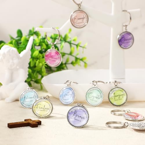 Equsion 36 Pcs Christian Keychain Bulk Mini Bible Keychains, Watercolor - color: Watercolor