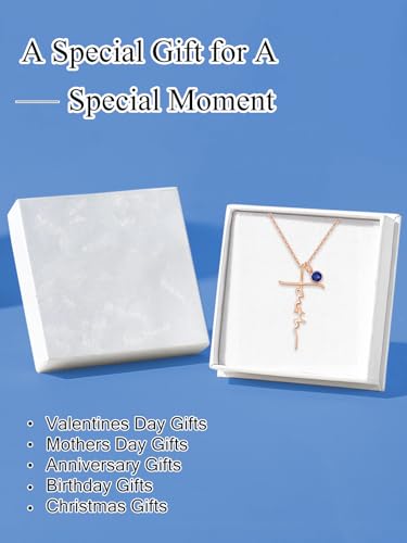 Faith Necklace White/Rose/Gold Birthday Gifts for Wife Her - color: Rose Gold-09-September