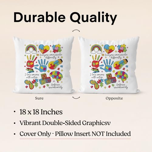 QIYUHOY Autism Awareness Mental Health Throw Pillow Covers, 18x18 Inch - color: 008-motivational