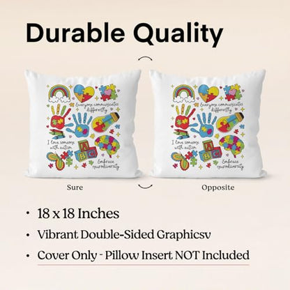 QIYUHOY Autism Awareness Mental Health Throw Pillow Covers, 18x18 Inch - color: 008-motivational