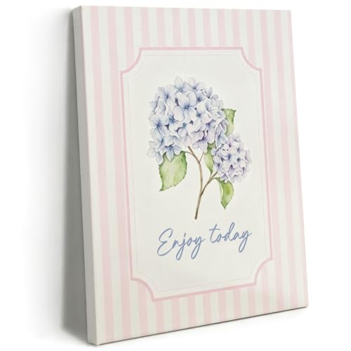 BEASTZHENG Enjoy Today Purple Hydrangea Canvas Wall Art Farmhouse Decor - color: Enjoy today