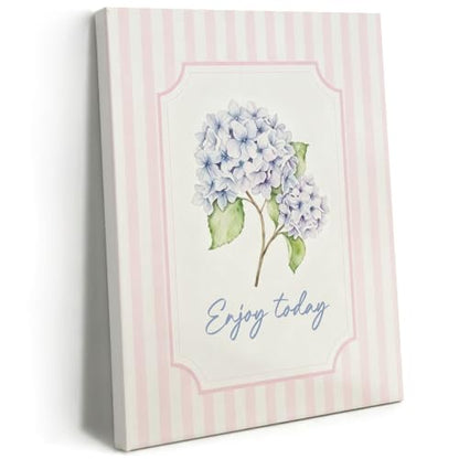 BEASTZHENG Enjoy Today Purple Hydrangea Canvas Wall Art Farmhouse Decor - color: Enjoy today