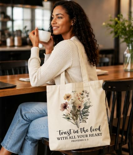Christian Bible Verse Tote Bag for Women Faith Church - color: Trust