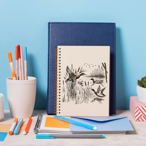 Vintage Duck Journal Notebooks, Flying Mallard Duck Notebook Journal, Journaling Notebooks for Women Work Office School Supplies, Gifts for Women, Spiral Notebook 5.5x8.3 - color: Fly Duck