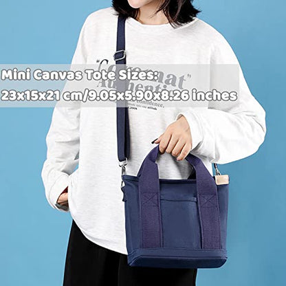 Canvas Tote Bag for Women,Small Totes Bags with Zipper Crossbody Purse with Pockets Large Shoulder Handbag,2 Sizes - color: Blue, size: Small