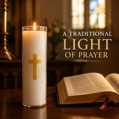 Pure Beeswax Candles, 120-Hour Long Burning, White Prayer Candle, 2x7.9 - size: 2 × 7.9 inches