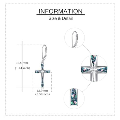 Cross Earrings 925 Sterling Silver Dangle Earring Gifts for Women - style: B-abalone shell
