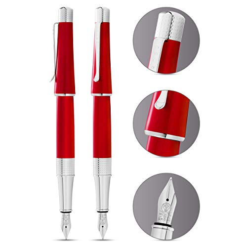 Cross Beverly Refillable Fountain Pen, Medium Nib, Includes Premium Gift Box - Translucent Red Lacquer - color: Translucent Red Lacquer, style: Fountain Pen