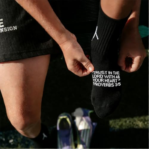 6 Pairs Christian Socks Cross Prayer Socks with Bible Verse,Christian Gift for Man Women Youth Birthday Christmas - color: 3:5-black