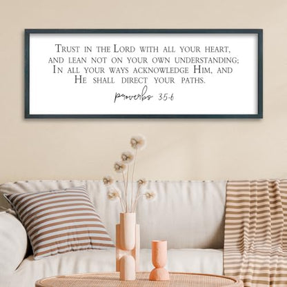 FZMHASLWW Bible Verse Wall Art, 40"x15", Black - color: Bible Verse Proverbs 3:5-6 (Black), size: 40"L x 15"W